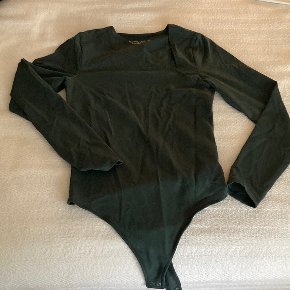 A&F green asymmetrical bodysuit